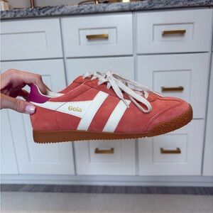 Gola Coral and White Lace-Up Sneakers